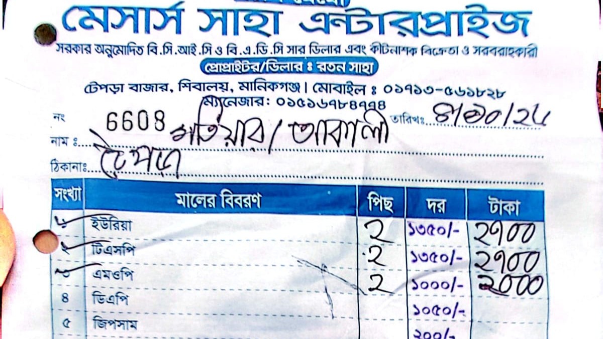 শিবালয়ে রাসায়নিক সার পেতে ‘বাড়তি পণ্য’ কেনার অভিযোগ